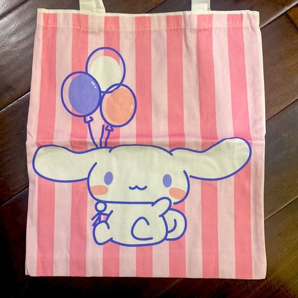 Sanrio Cinnamon Canvas Tote with Hot Pink Metallic Hello Kitty Figure. - Picture 3 of 4